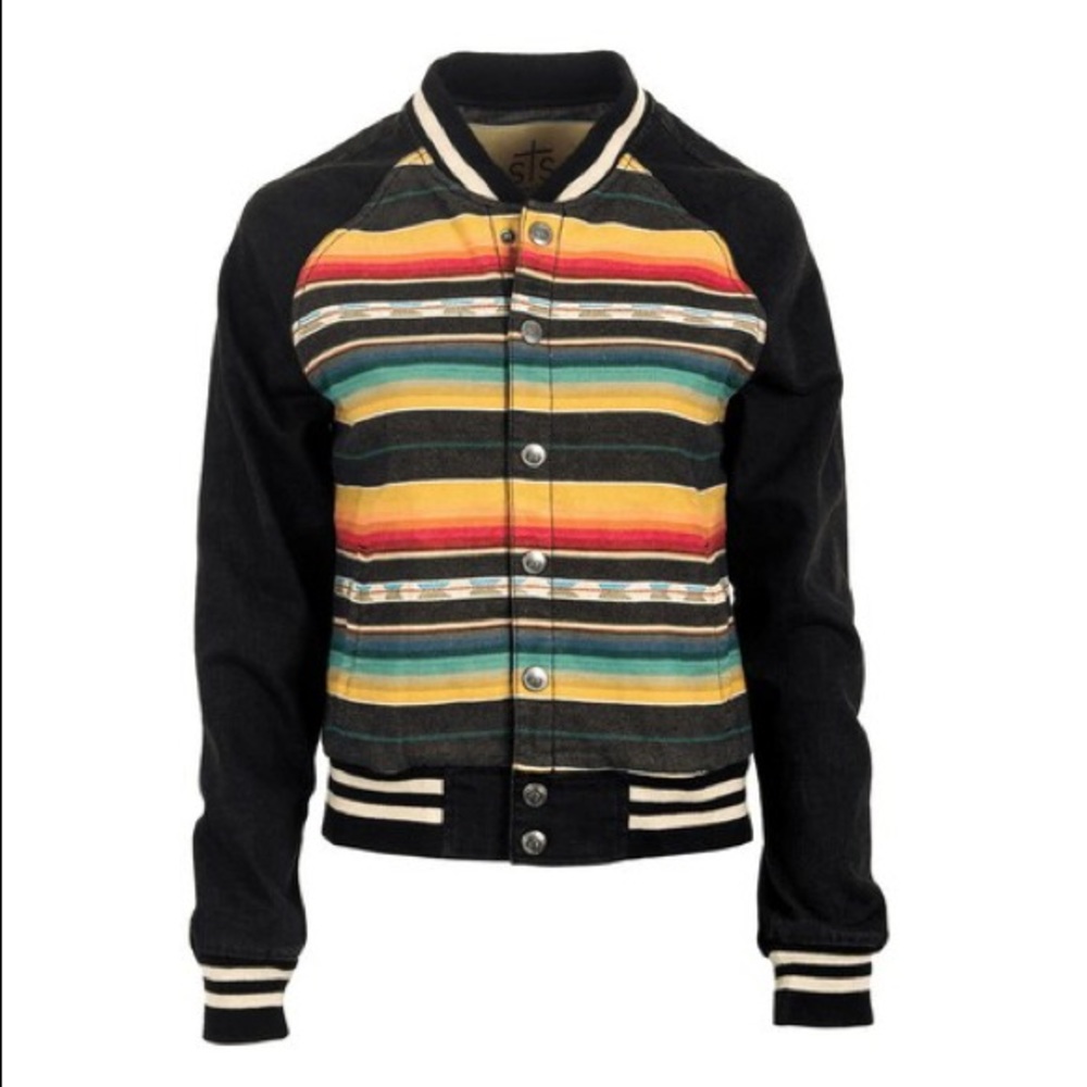STS Ranchwear “Varsity” Demin & Serape Bomber